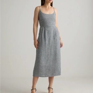 Quince 100% European Linen Scoop Neck Midi Dress